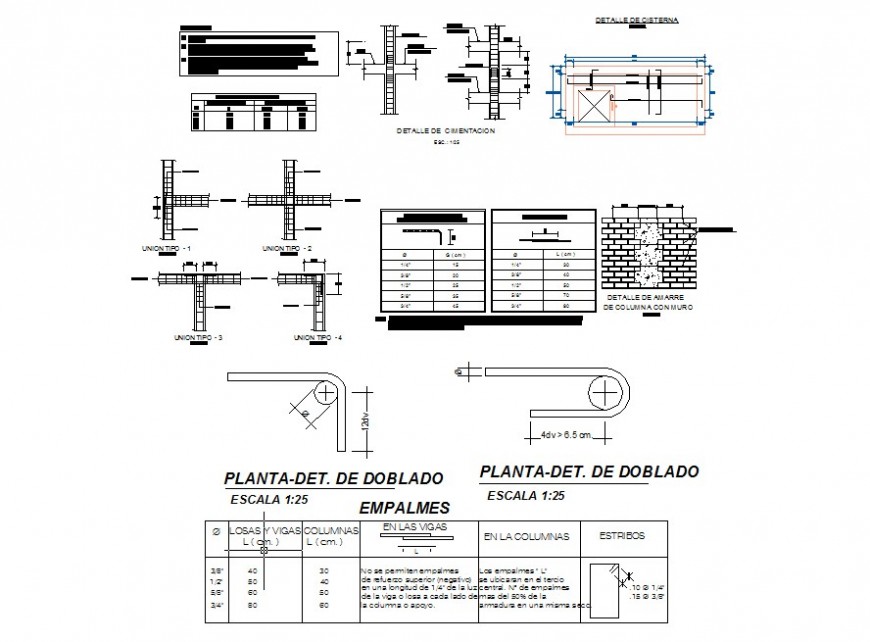 2d view  of Reinforcement detail CAD structural block layout autocad file
